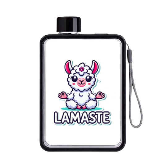 Charming Meditative Llama Yoga Design Flat Water Bottles