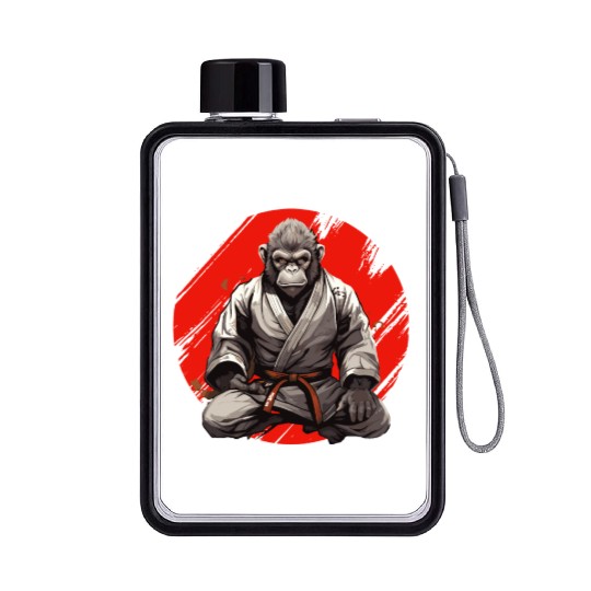Karate Judo Monkey Chimpanzee Martial arts Flat Water Bottles
