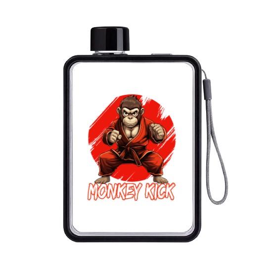 Karate Judo Monkey Chimpanzee Martial arts Flat Water Bottles