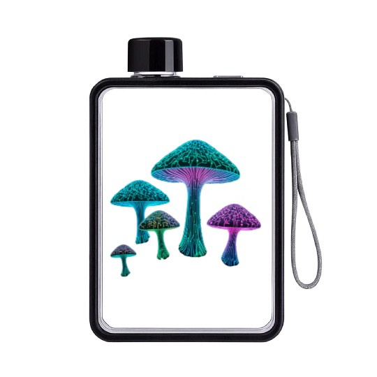 Psychedelic Neon Fungi Glow Flat Water Bottles