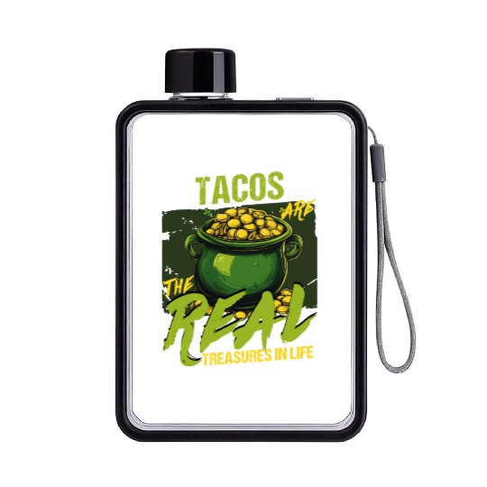 St Patricks Day Tacos Are The Real Treasures Flat Water Bottles