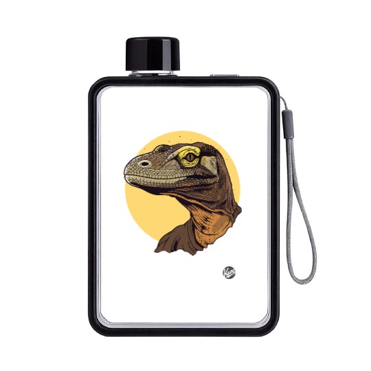 Realistic Komodo Dragon Portrait Flat Water Bottles