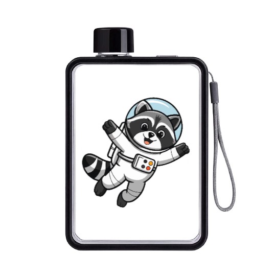 Astro Racoon for Kids Astronaut Flat Water Bottles