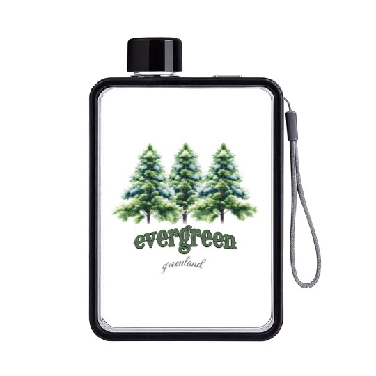 evergreen the green tree : green world Flat Water Bottles