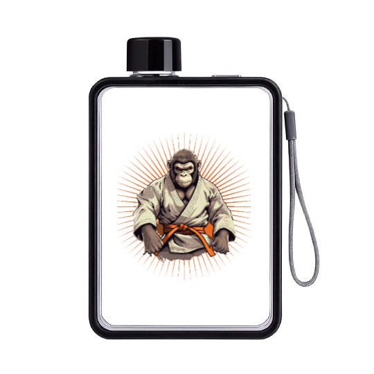 Karate Judo Monkey Chimpanzee Martial arts Flat Water Bottles