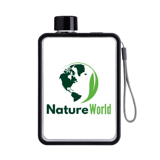 Green Minimalist Nature World Flat Water Bottles