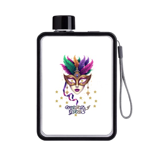 Madri Gras , mardi gras new orleans Flat Water Bottles