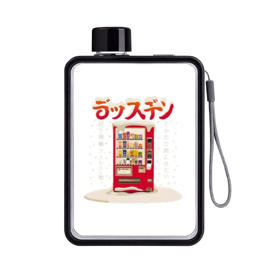 Japanese Retro Vintage Vending Machine in the Snow Flat Water Bottles