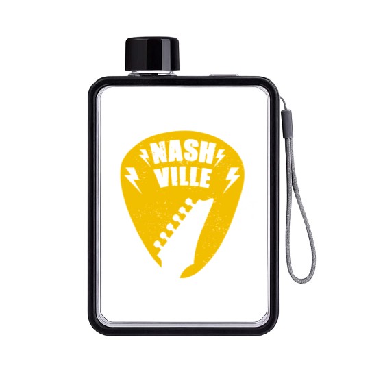 Nashville Music City Guitar Pick Flat Water Bottles