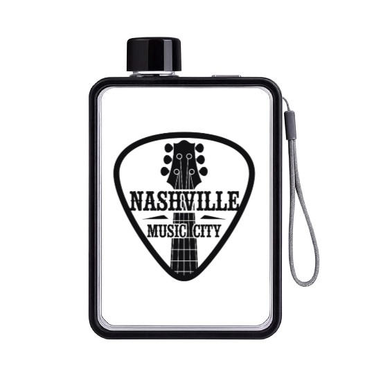 Nashville Music City Guitar Pick Flat Water Bottles