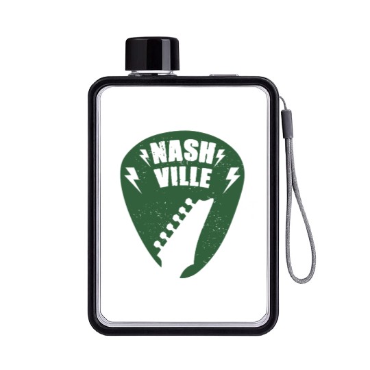 Nashville Music City Guitar Pick Flat Water Bottles