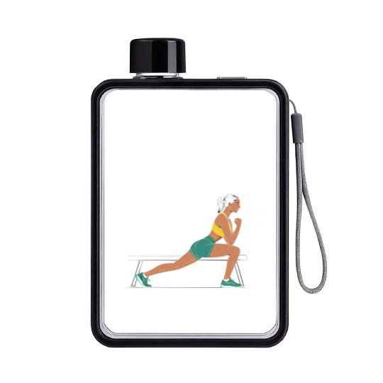 Bulgarian Squat Exercise Fitness Workout Gym Flat Water Bottles
