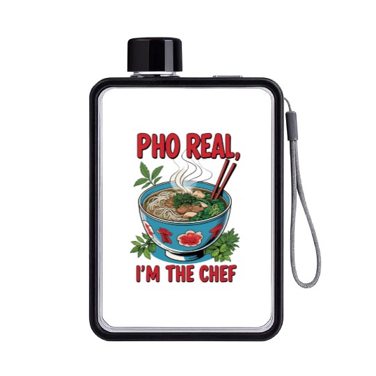 Pho Real Im The Chef Asian Chef Flat Water Bottles
