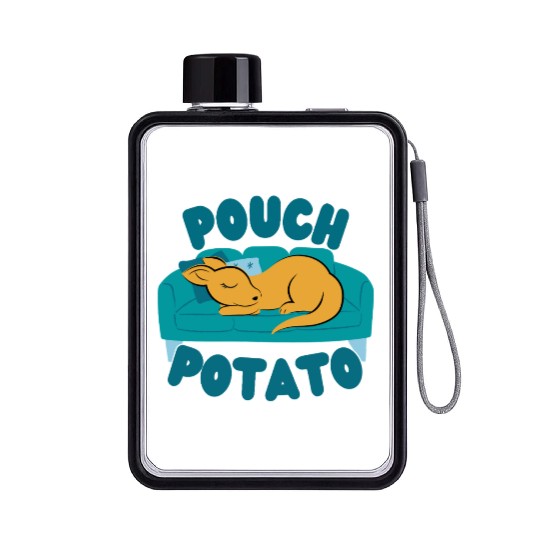 Pouch Potato Funny Cute Sleepy Kangaroo Flat Water Bottles