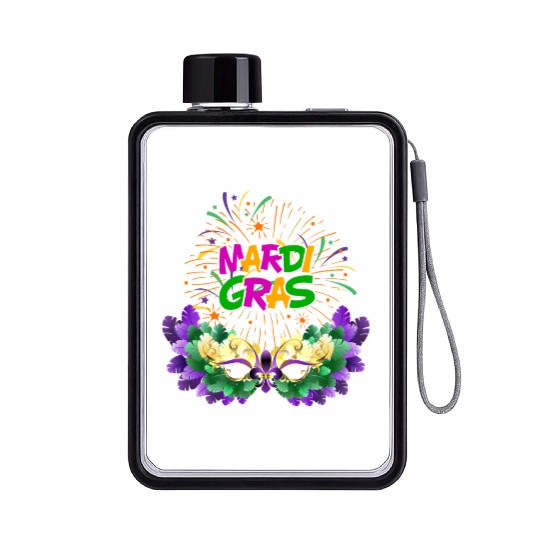 Mardi Gras New Orlean Carnival Flat Water Bottles