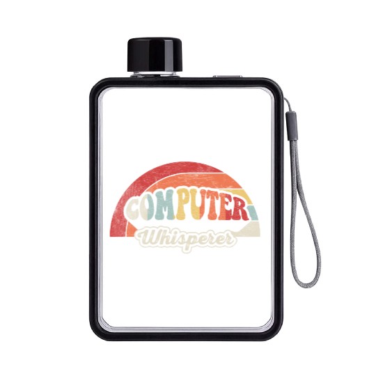 Computer Whisperer Geek Nerd Funny Retro Vintage Flat Water Bottles