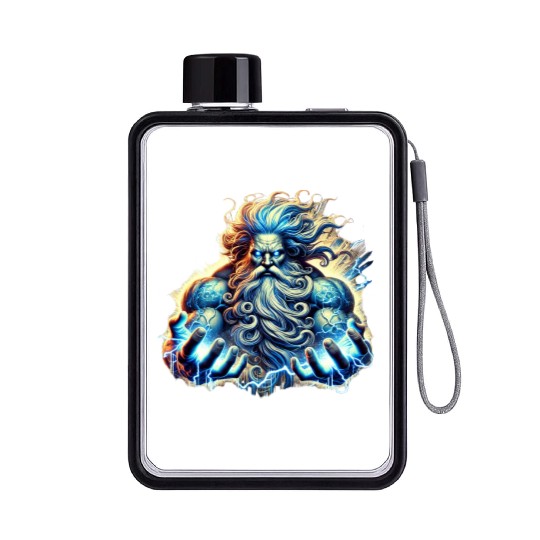 The Greek God Zeus with Lightning Flat Water Bottles
