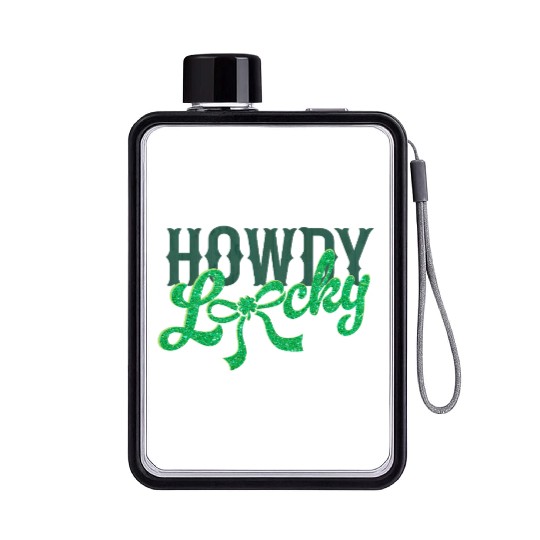 Howdy Lucky Western Cowgirl St Patricks Design Flat Water Bottles