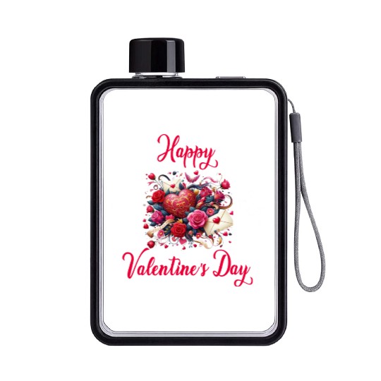 Happy Valentine's day Flat Water Bottles