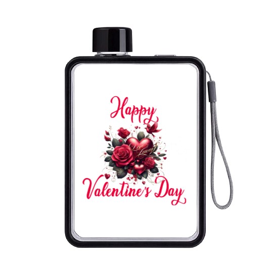 Happy Valentine's day Flat Water Bottles