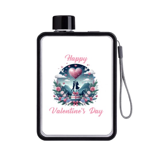 Happy Valentine's day Flat Water Bottles