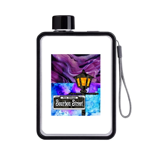 Purple Bourbon Street Lamp Post Flat Water Bottles