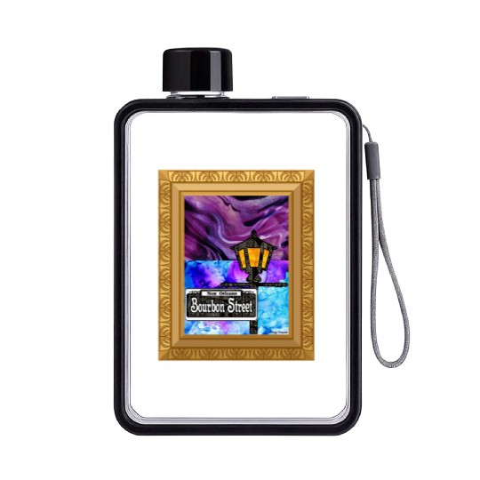 Purple Framed Bourbon Street Lamp Post Flat Water Bottles