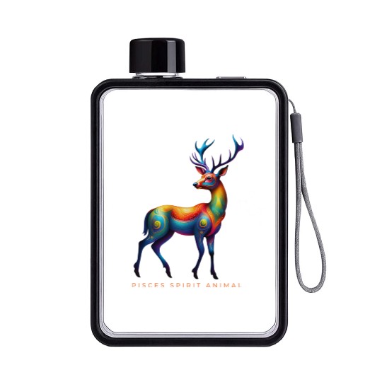 Pisces Spirit Animal Deer Alebrije Flat Water Bottles