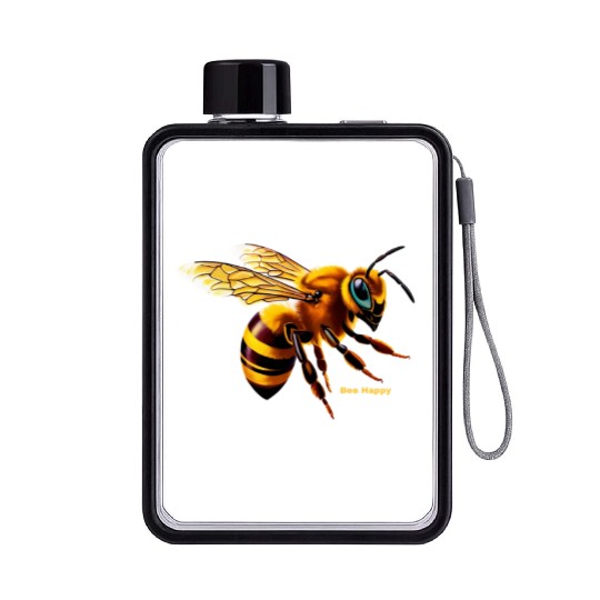Bee Happy Flat Water Bottles