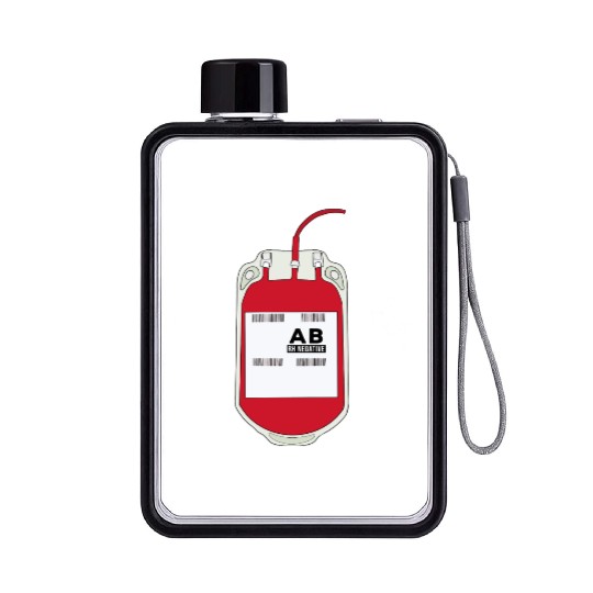 AB Negative Blood Bag Flat Water Bottles