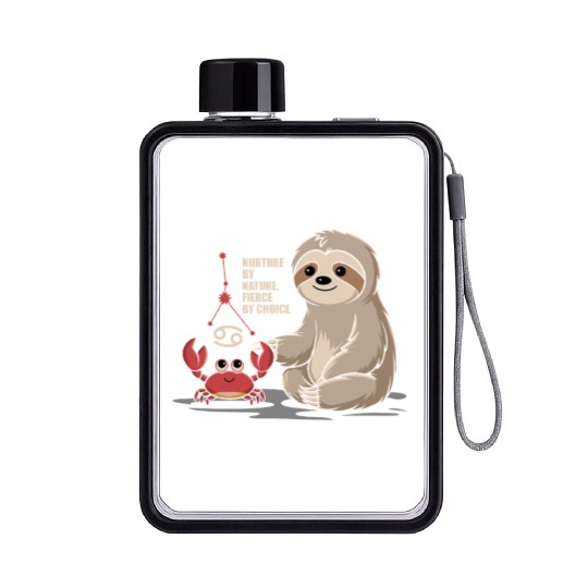 Cancer Zodiac Sloth: Nurture by Nature, Fierce by Flat Water Bottles