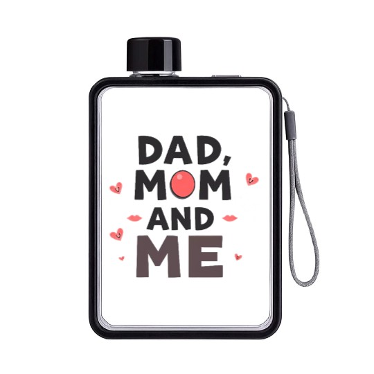 Dad, Mom, and Me: Family Love Flat Water Bottles