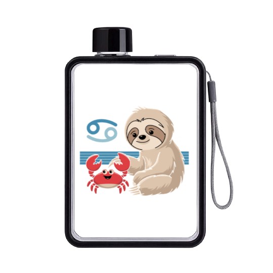 Cancer Zodiac Sloth with Adorable Crab Flat Water Bottles