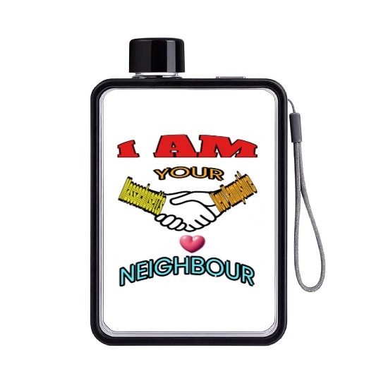I AM YOUR NEIGHOUR MASSACHUSETTS AND NEW HAMPSHIRE Flat Water Bottles