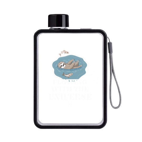 Pisces Zodiac Sloth Flowing With The Universe Flat Water Bottles