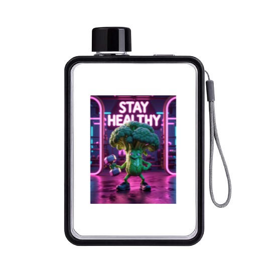 Broccoli Gym Workout STAY HEALTHY Flat Water Bottles