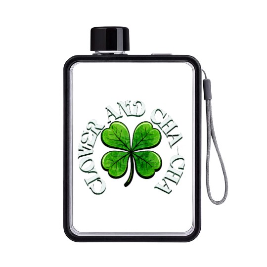 Clover Cha Cha 4-Leaf AI Clover Design Flat Water Bottles