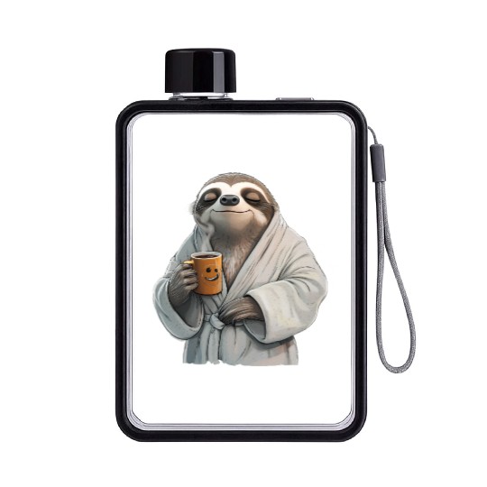 Lazy Sloth - Coffee First Flat Water Bottles