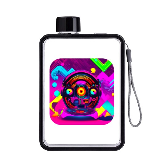 retro vintage 80s pop culture Flat Water Bottles