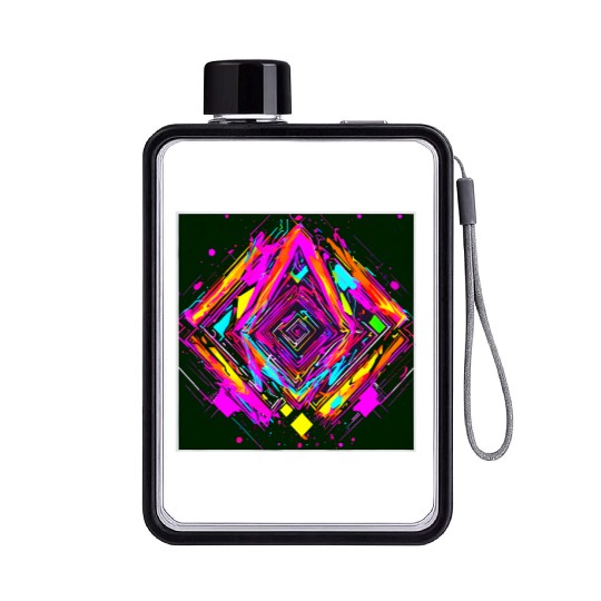 Neon Colors Vintage Party Rave Flat Water Bottles