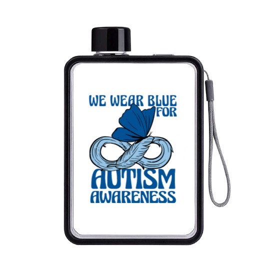 We Wear Blue for Autism Awareness Support Advocacy Flat Water Bottles