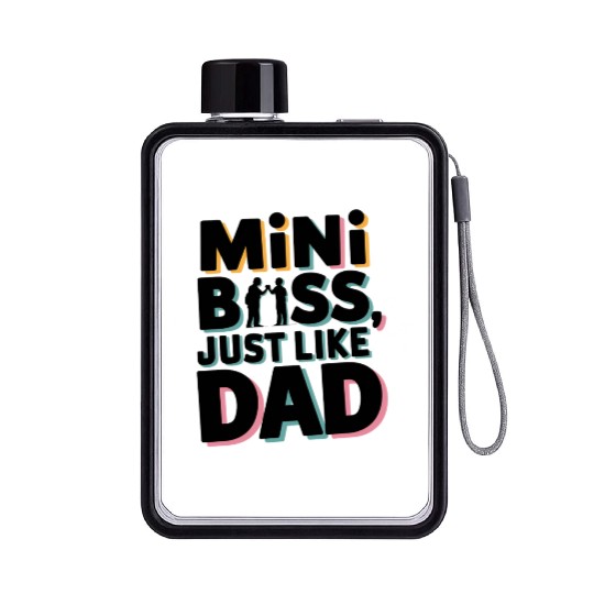 Mini Boss Just Like Dad – Father & Son Matching Flat Water Bottles