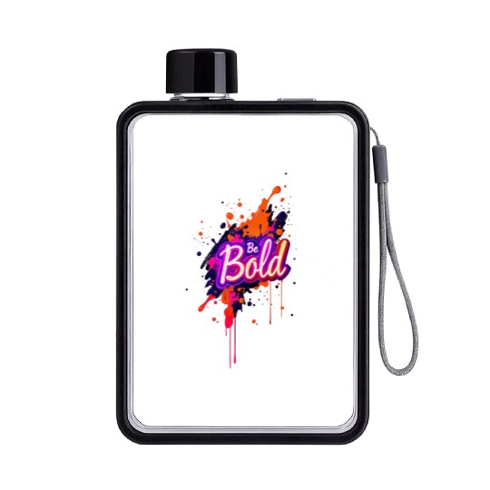 Inspirational Neon Colors Be Bold Motivational Gra Flat Water Bottles