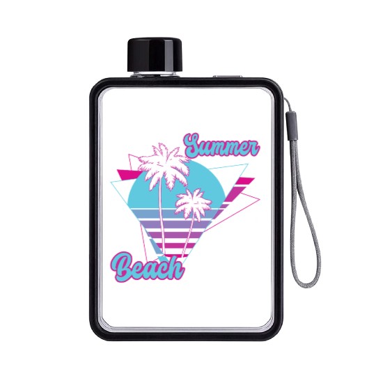 Summer Palm Tree Beach Flat Water Bottles