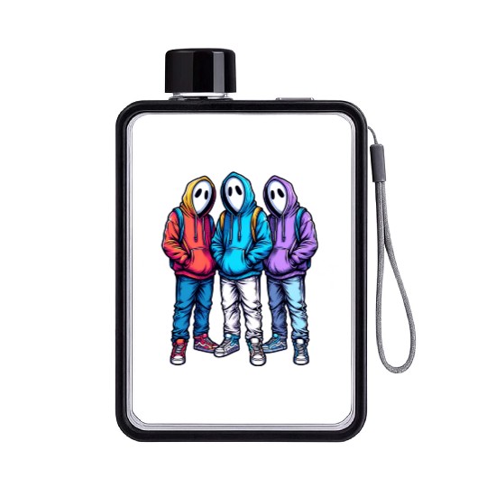 Mysterious Flat Water Bottles Trio – Street Art Aesthetic