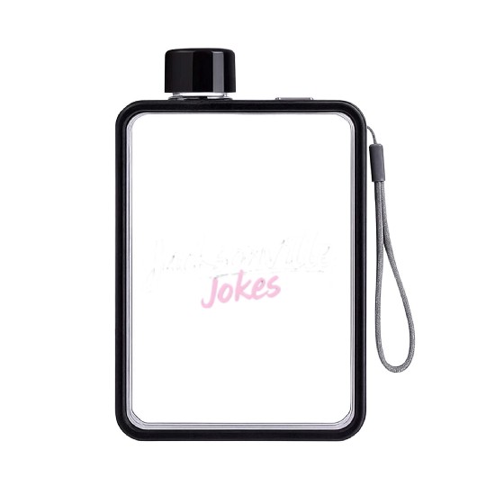 Jacksonville Jokes Brushstroke Text Design in Pink Flat Water Bottles