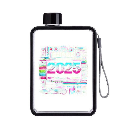 Futuristic Glitch Aesthetic Cyberpunk Design Flat Water Bottles