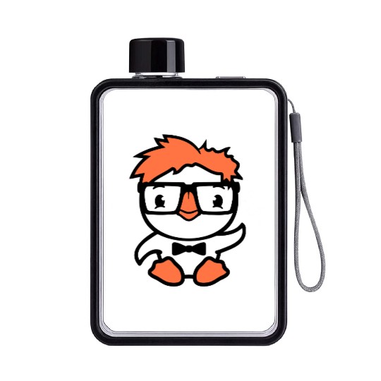 Duck Nerd Geek Smart Horn-Rimmed Glasses Greeting Flat Water Bottles
