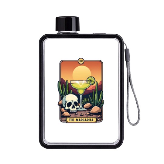 Mexican Cinco De Mayo The Margarita Tarot Card Flat Water Bottles