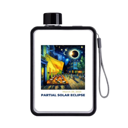 March 29, 2025 Partial Solar Eclipse Night Scene Flat Water Bottles